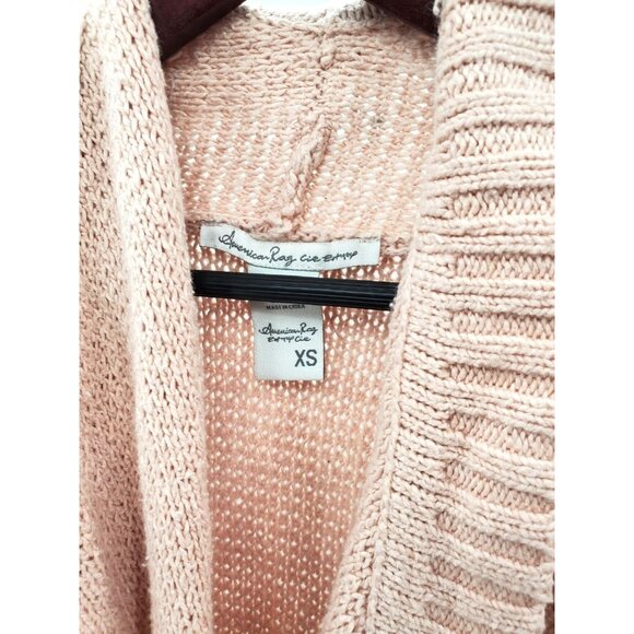 American Rag XS Entry Cie Chunky Cable Knit Drape Open Front Sweater Cardigan - Picture 6 of 11